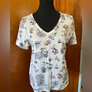 Old Navy Nautical Print V-Neck Tee